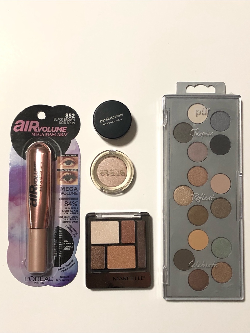 New Air Volume Mega Mascara in Black Brown , variety of eyeshadows pallette